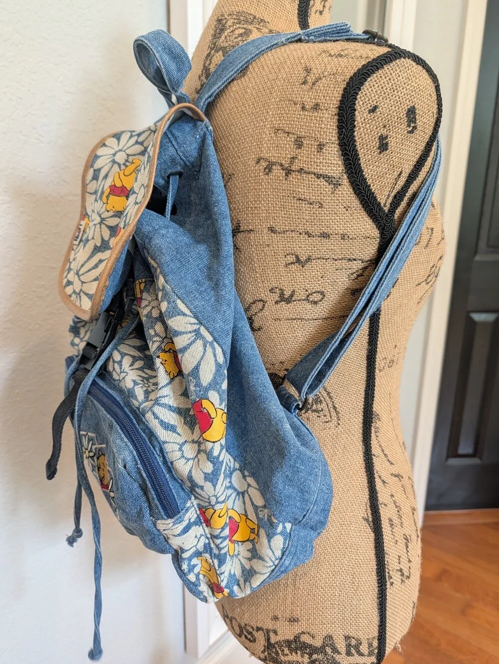 Vintage 1990s Disney Winnie the Pooh Bear Denim Backpack